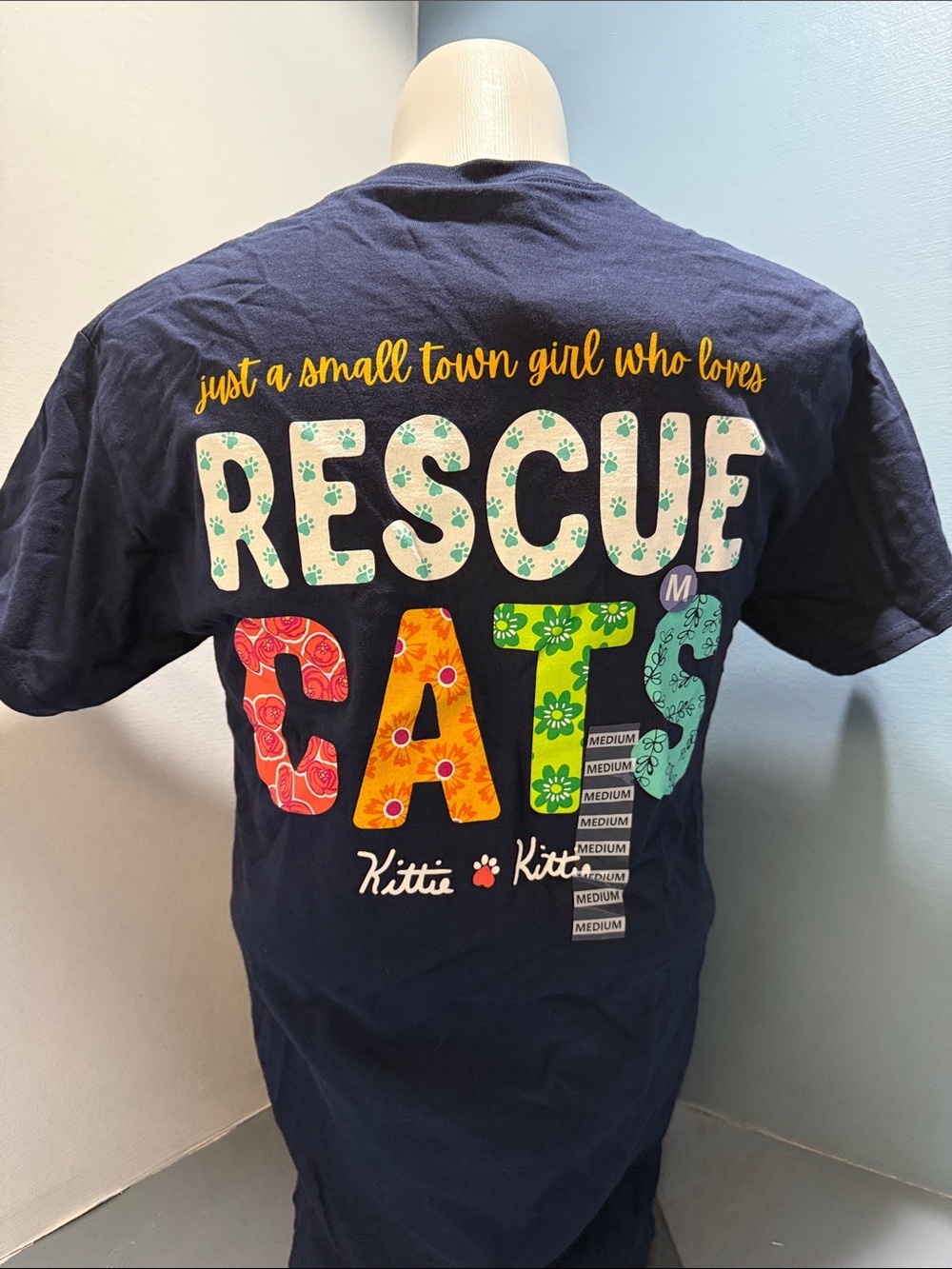 Navy "Rescue Cats" Short Sleeve Tee - Kittie Kittie
